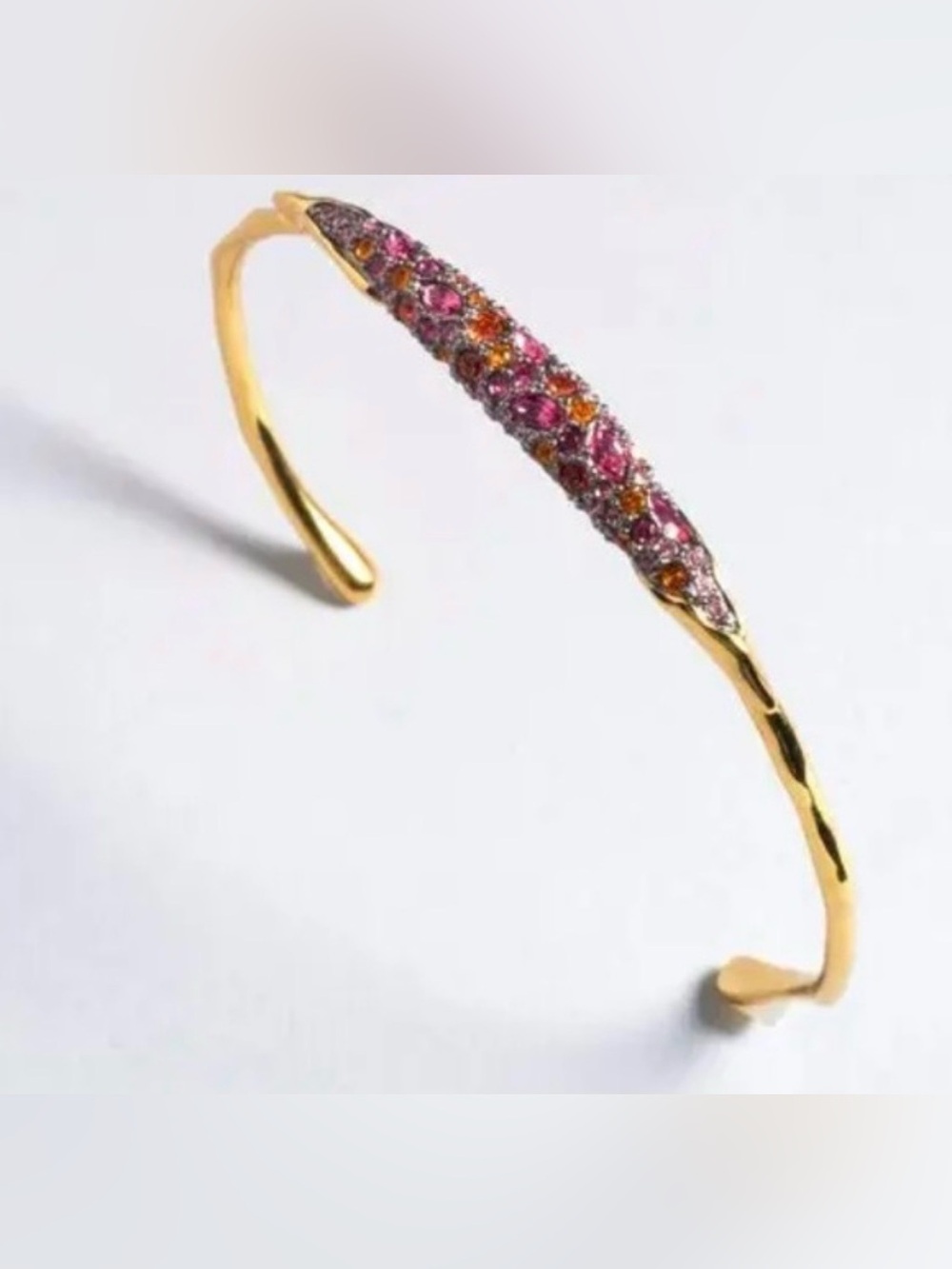 Alexis Bittar Gold Cuff Bracelet with Pink and Fuchsia Crystals